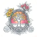 tree of life trinity symbol mixed tattoo design idea