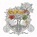 tree of life trinity symbol mixed tattoo design idea