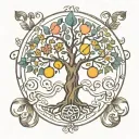 tree of life trinity symbol mixed tattoo design idea