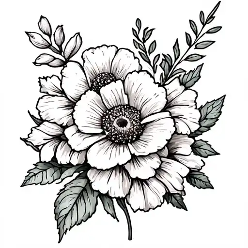 April, July and august birth flowers tattoo design idea