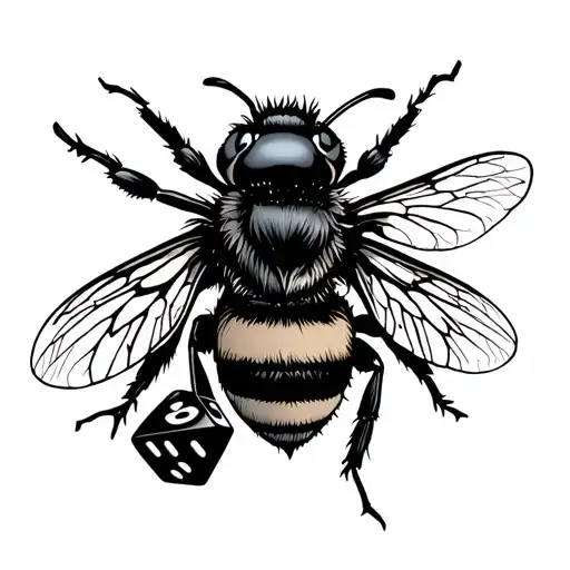 bee and dnd dice tattoo design idea
