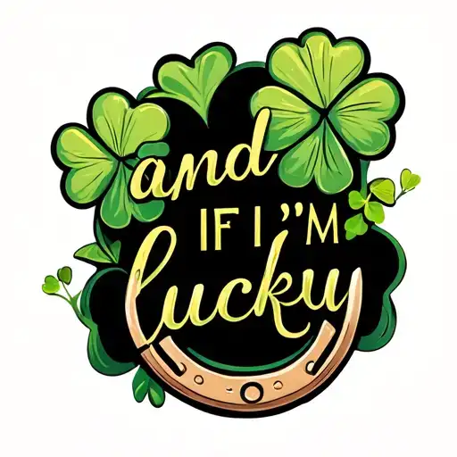 "and If I'm lucky" a 4 leaf clover and a horseshoe tattoo design idea