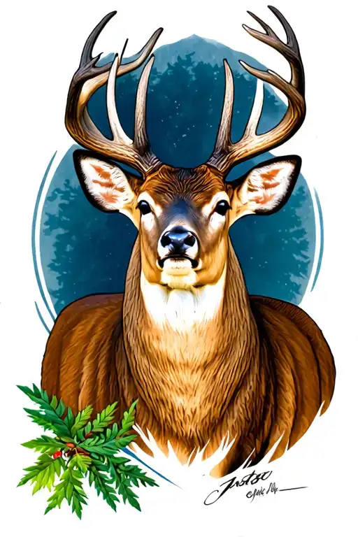 whitetail buck tattoo design idea