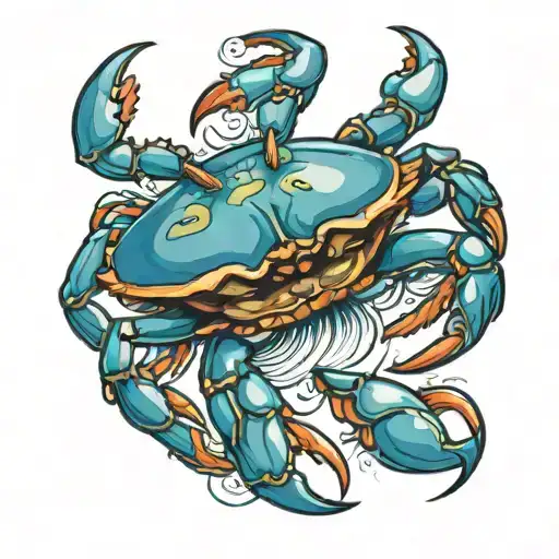 blue crab holding tattoo design idea