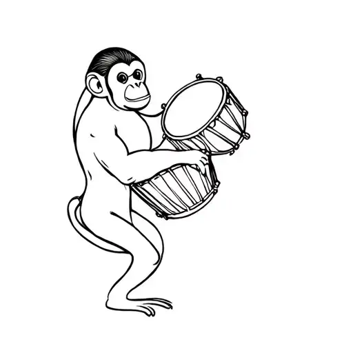 monkey playing a drum tattoo design idea