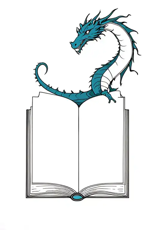 book and dragon tattoo design idea