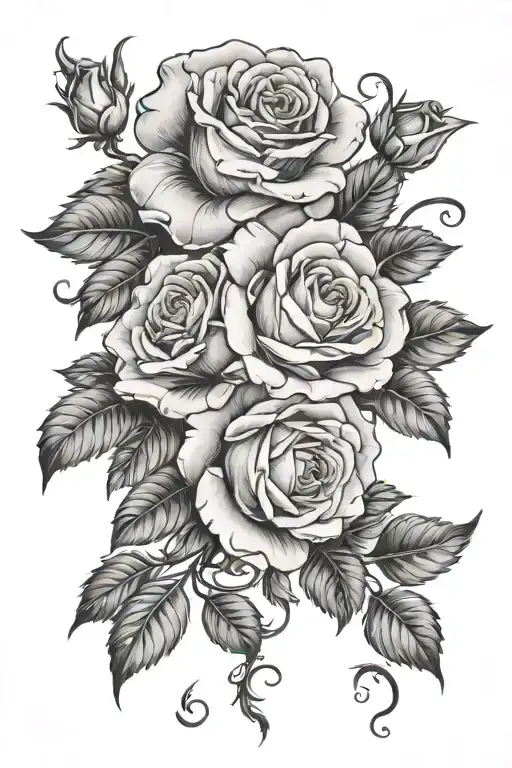 roses flower baroque tattoo design idea
