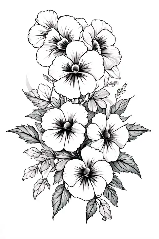 crown and pansies surrounding tattoo design idea