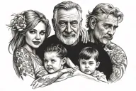 dad with 2 daughters tattoo design idea