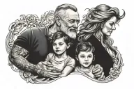 dad with 2 daughters tattoo design idea