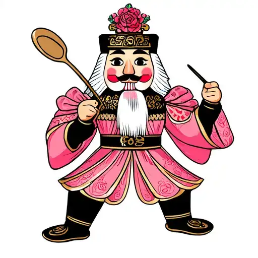 Nutcracker Wearing Pink Holding a Spoon tattoo design idea