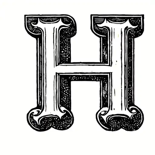 cattle brand using a capital backwards  B and a capital H next to each other tattoo design idea
