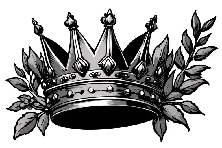 king's crown and caesar's laurel tattoo design idea