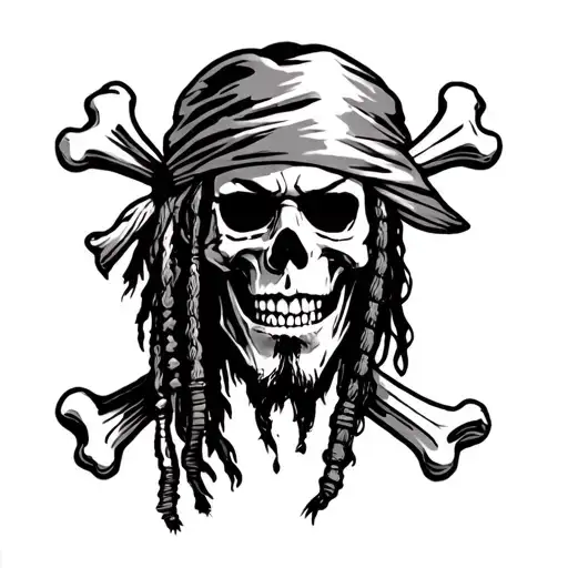 Pirates of the Caribbean Skull Crossbones  Jack Sparrow with Bandana tattoo design idea