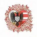 small outline of Bosnia and Albania intertwined, forming a heart shape? You could add a tiny symbol or emblem from each  tattoo design idea