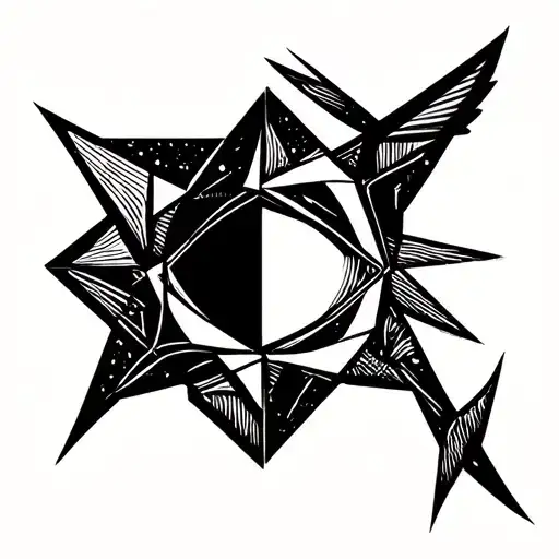 Fishing pole star design tattoo design idea