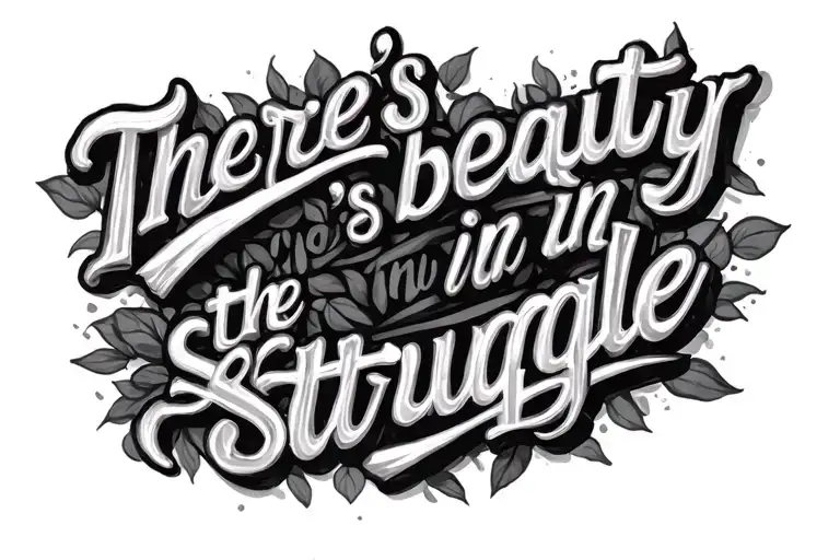 The sentence "There's beauty in the struggle"  tattoo design idea