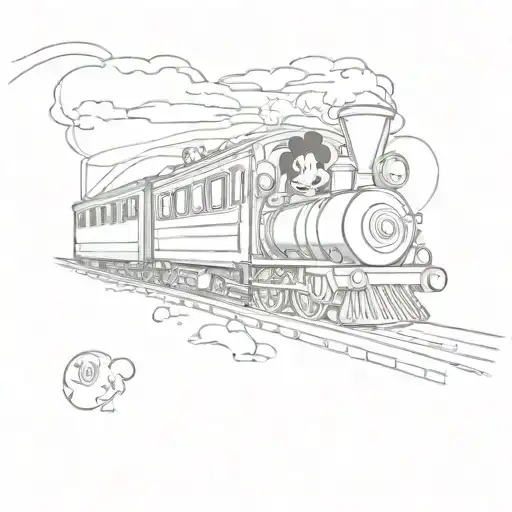 train and mickey mouse tattoo design idea