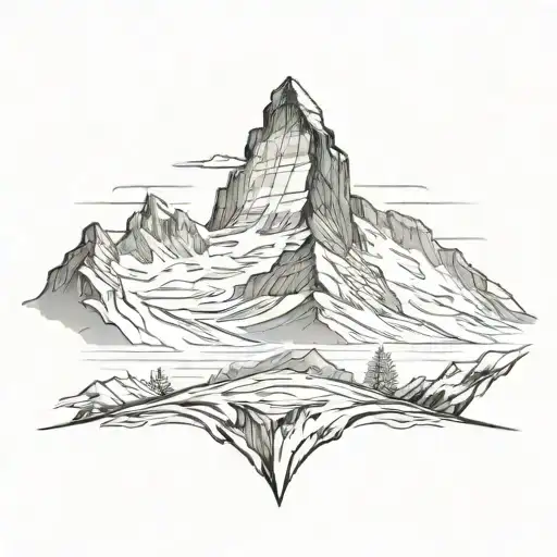 matterhorn scene tattoo design idea