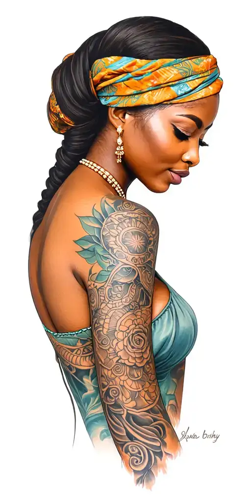 African American woman tattoo design idea