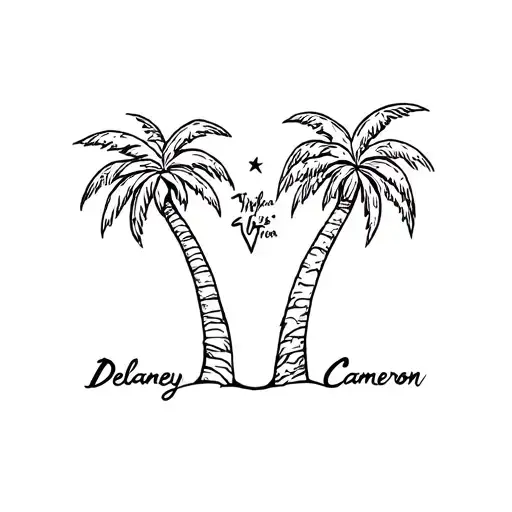 3 palm trees, signifying my 2 kids name Delaney, and Cameron tattoo design idea