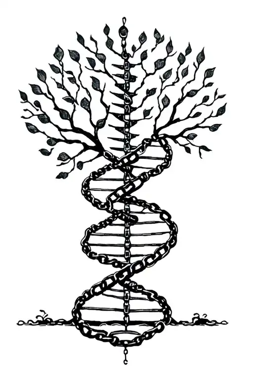 Dna chain and tree tattoo design idea