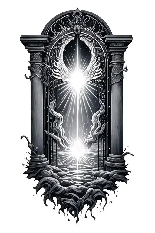 "Light and eternal memory" Heavens Gates tattoo design idea