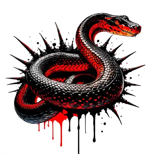 Wild anaconda snake with tree spines forming the shape tattoo design idea