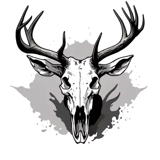 elk skull tattoo design idea