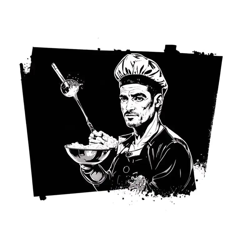 cocaine, passion for cooking, set construction work and lighting technician tattoo design idea