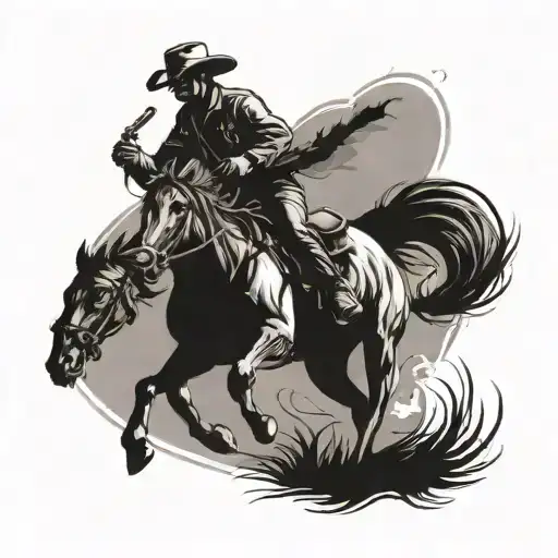 a cowboy playing guitar on horse running tattoo design idea