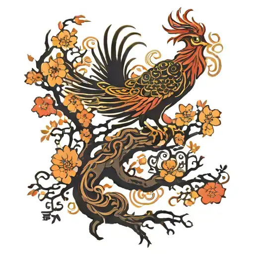 Phoenix Bird Inside A Tree Of Life tattoo design idea