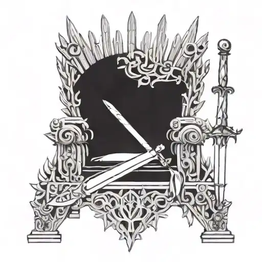 iron throne holding a sword tattoo design idea