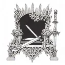 iron throne holding a sword tattoo design idea