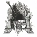 iron throne holding a sword tattoo design idea