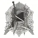 iron throne holding a sword tattoo design idea