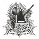 iron throne holding a sword tattoo design idea