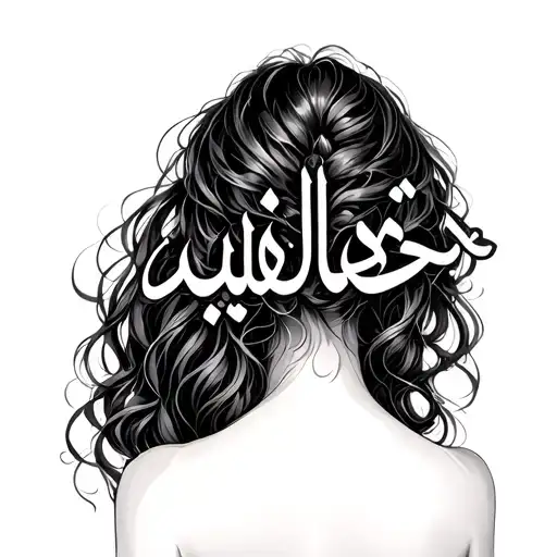 Name in Arabic script in a girl's back tattoo design idea