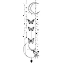Vertical tattoo moon sun butterfly and constellation Gemini Aquarius and astrological sign Cancer tattoo design idea