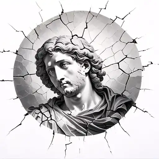 art similar to the Sistine chapel but in the look of cracked and decaying marble tattoo design idea