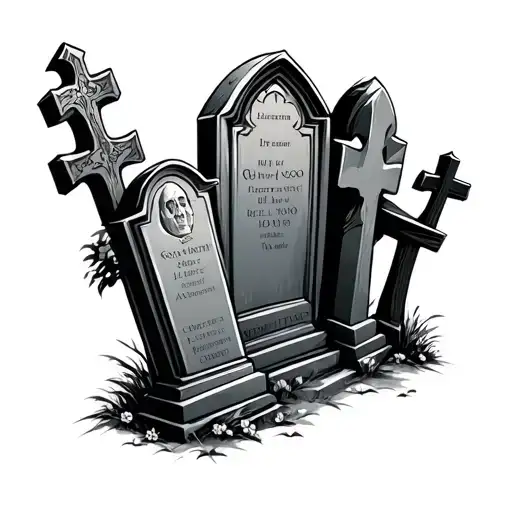 cemetary and tombstones tattoo design idea