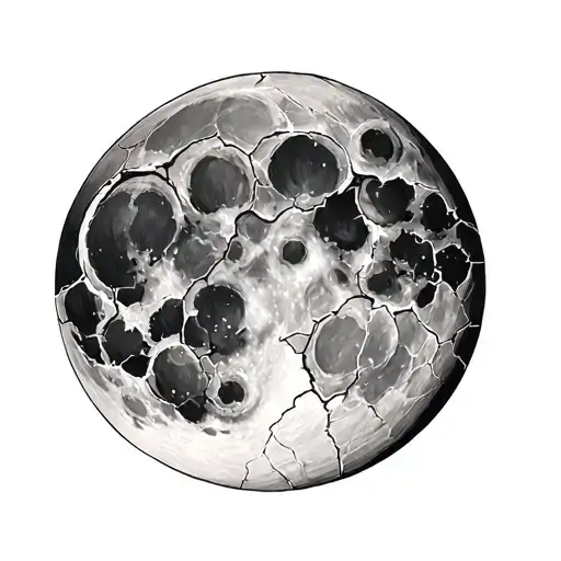 cracked full moon tattoo design idea