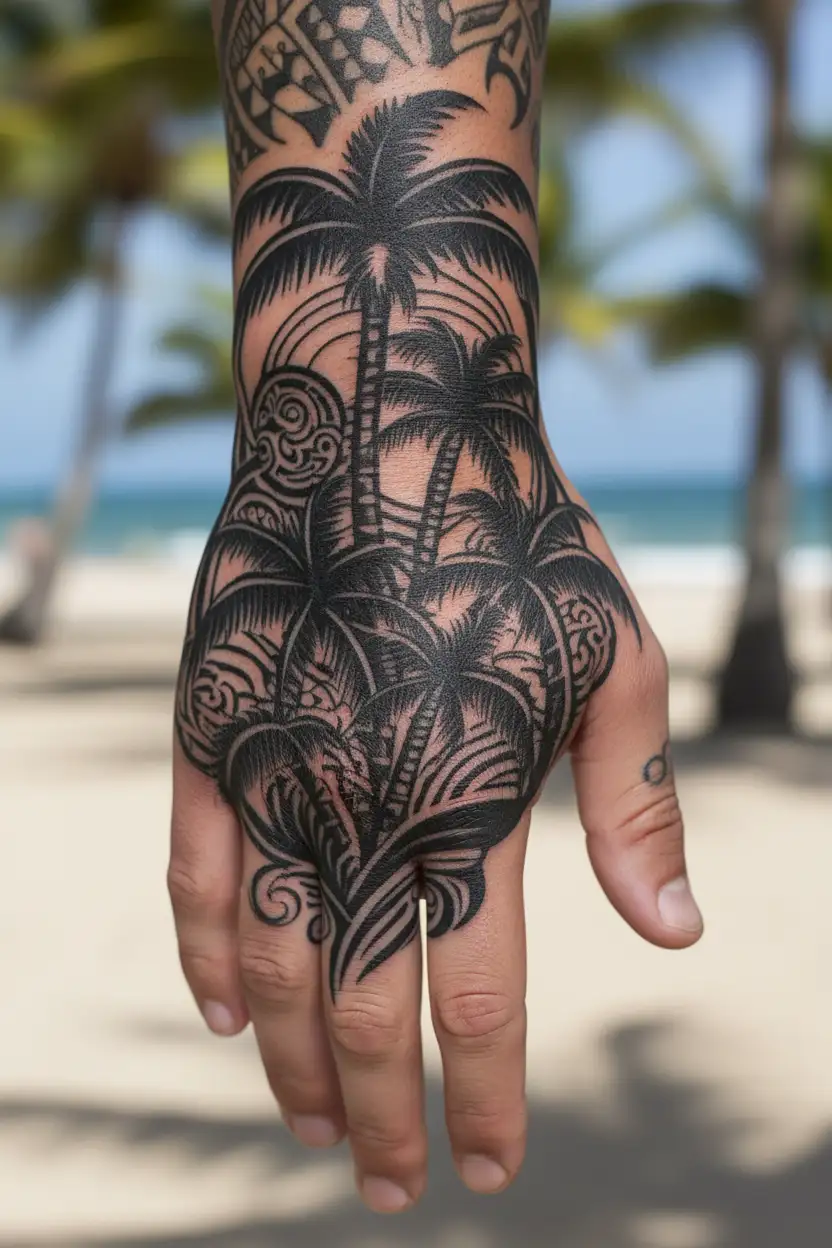 palm-tree tattoo design idea