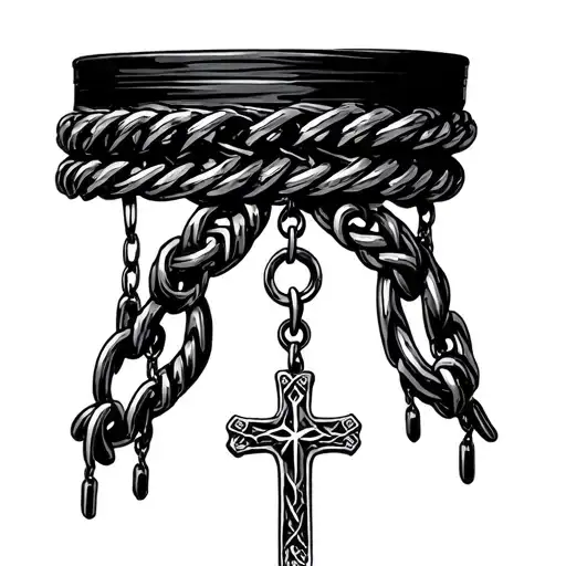 ankle chain bracelet with cross dangle  tattoo design idea