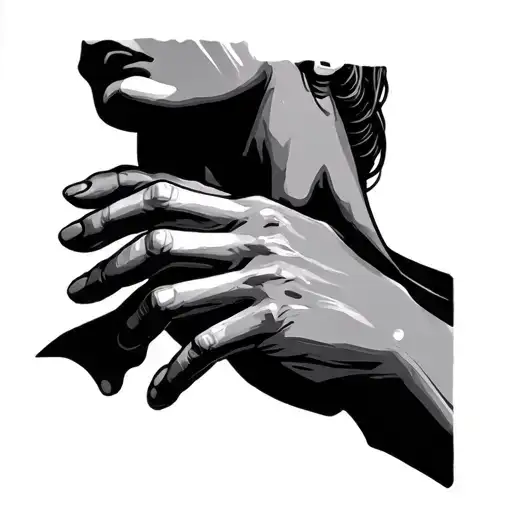 Hand Choking Neck tattoo design idea