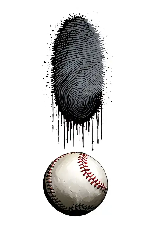 cricket spin ball surrounded fingerprint mixed tattoo design idea