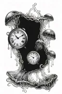 jellyfish and dissolving clock tattoo design idea