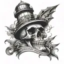 Hold Fast on my knuckles with the O as a skull and the T as a lighthouse with light beams going left and right tattoo design idea
