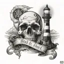 Hold Fast on my knuckles with the O as a skull and the T as a lighthouse with light beams going left and right tattoo design idea