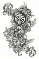 the words peace, mindfulness, prosperity abdomen  tattoo design idea